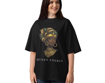 Queen Energy Oversized Tee | Afro Luxury Statement Shirt | Premium Organic Cotton | Macisabella Drop 01