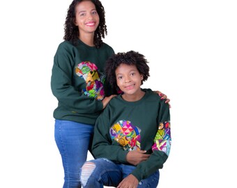 African Print Patchwork Sweatshirt | Ankara Map Jumper, Unisex