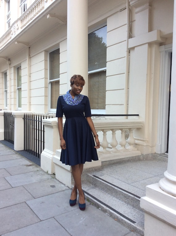 skater dress navy blue Short knitted skater dress Navy for Women