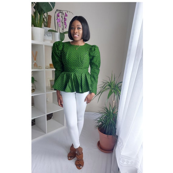 green peplum shirt
