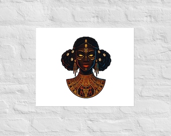 Queen of Kush Poster | Black Queen Wall Art | Afrocentric Decor | African Heritage Art Print | Cultural Portrait Poster