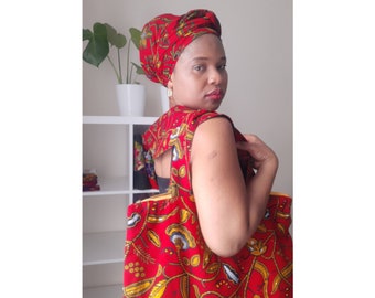Ankara Print Headwrap, Tote Bag and Collar Set | African Bohemian Wear