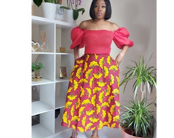 African Prints Ankara Skirt | Amarachi Red Skirt