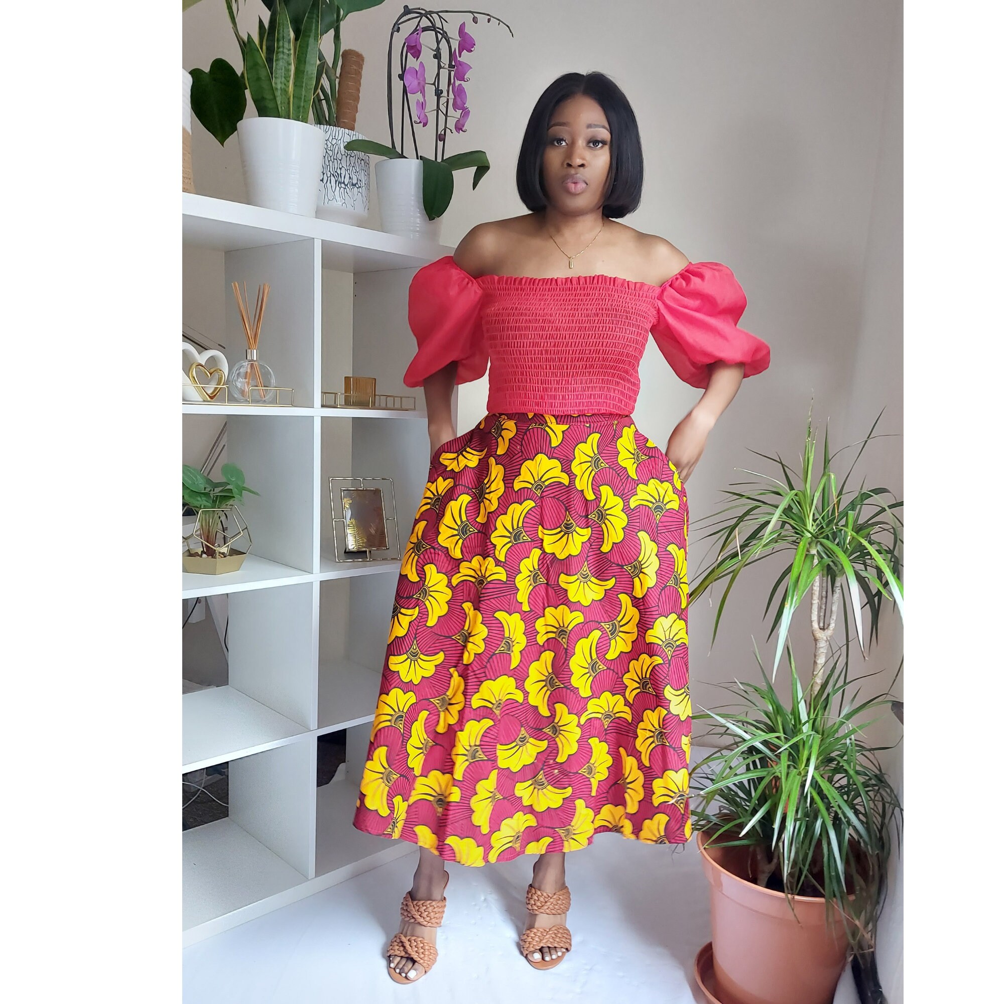 African Prints Ankara Skirt | Amarachi Red Skirt