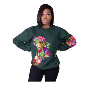 African Print Patchwork Map Jumper |Yellow, Red ,Green, Blue, Black, Jumpers/sweatshirt, African fashion jumpers