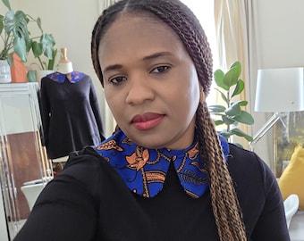 Blue Ankara Detachable Collar | Afrocentric Statement Neck Accessory