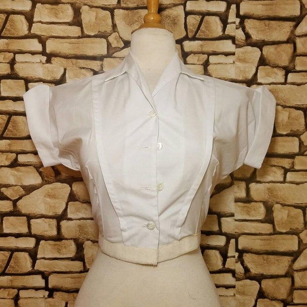 Vintage Slim Fit White Uniform Shirt