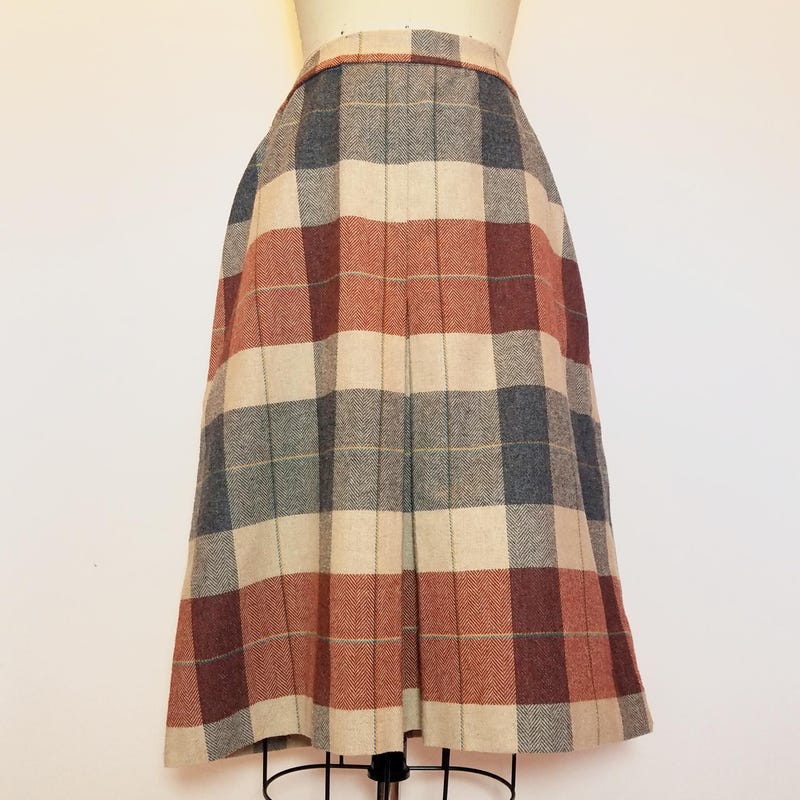 Vintage 70s Plaid A-line Skirt 8
