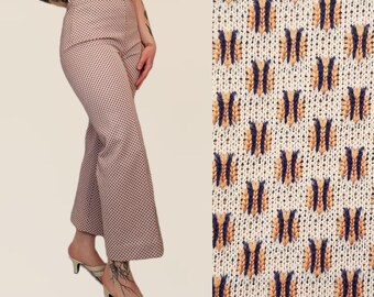 1970's Funky Pattern Textured Knit Wide Leg / Flare Pants