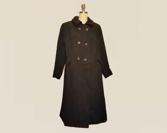 1960's Textured Italian Double Breasted Mod Coat in Black
