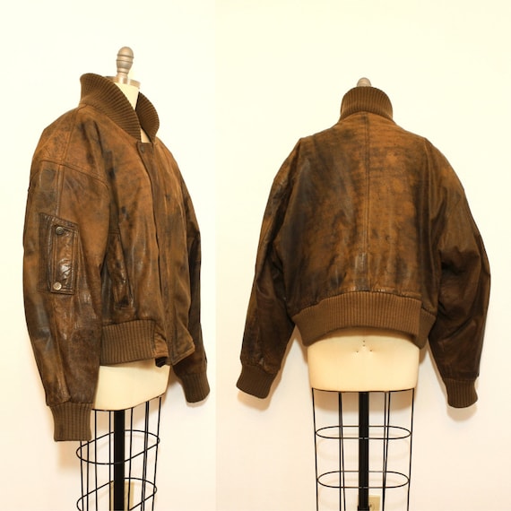 1980's CHIA Leather Bomber Mens Jacket