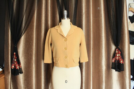 1950's Wool/Mohair Knit Sweater Top M - Casual Vin