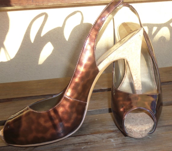 open toe animal print shoes