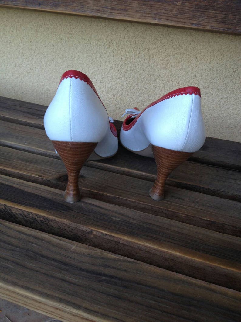 red and blue pumps