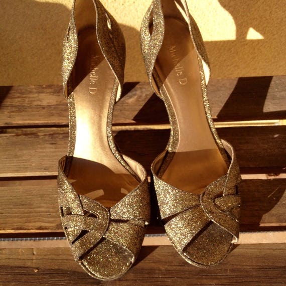 antique gold shoes wedding