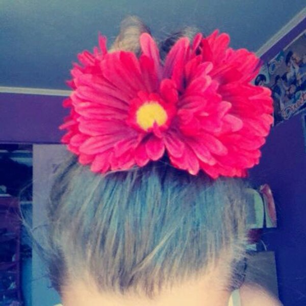 Large Red Daisy Half flower Crown / Bun Wrap