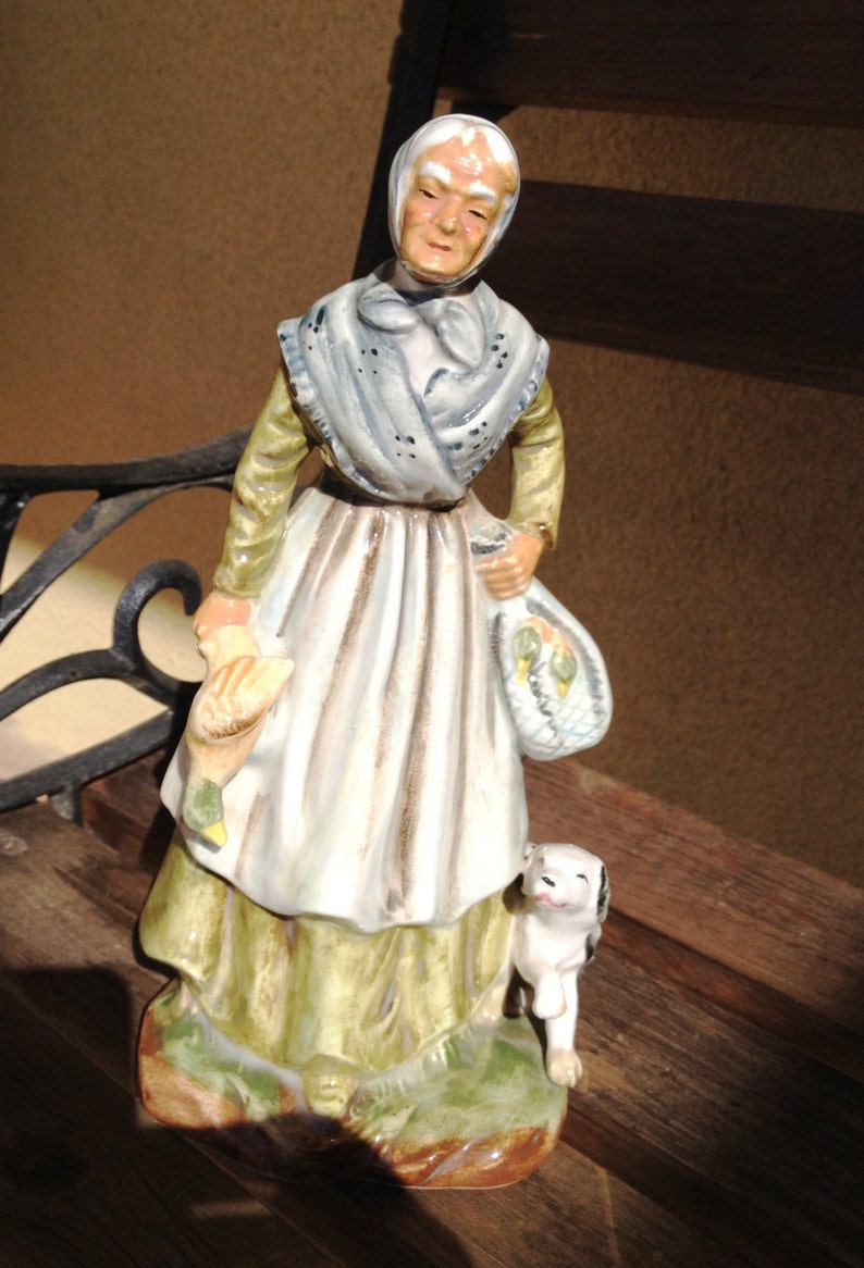 Vintage Old Peasant Woman Ceramic Figurine Japan Old Lady Etsy