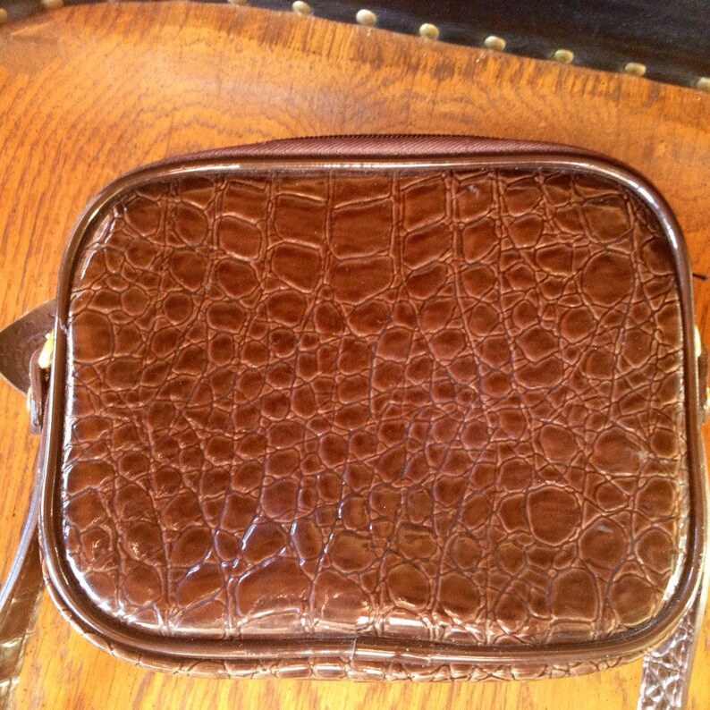 Brown Croc Leather crossbody bag Faux Croc Leather Handbag Etsy