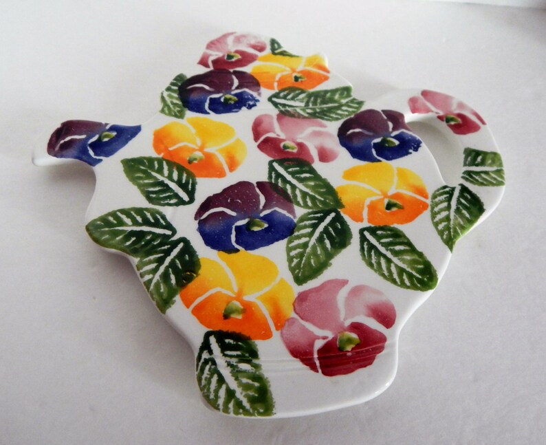 Vintage Porcelain Trivet Teapot shaped Hand painted Etsy