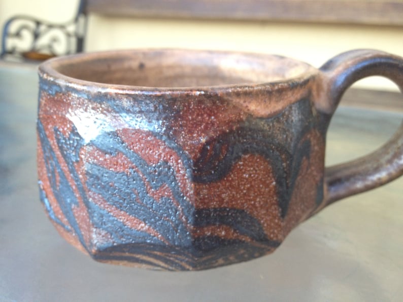 Unique Mug Marble Mug Textured Stoneware Mug Pottery Mug Metallic Marble Mug Handcrafted Mug Vintage Pottery Stoneware Metallic Mug