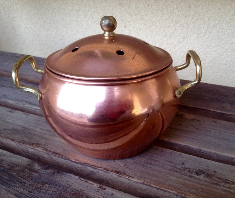 Copper Potpourri Pot Container Lidded Copper Pot Copper Etsy