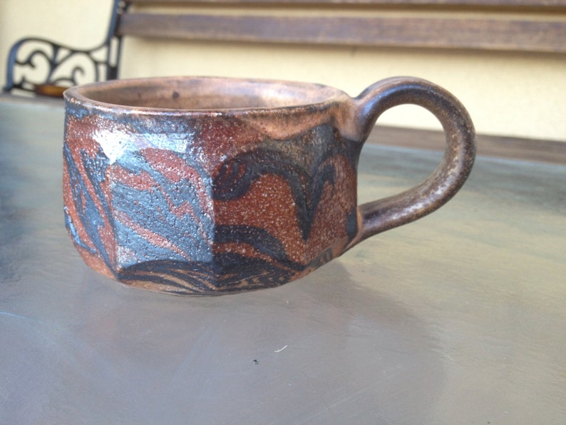 Unique Mug Marble Mug Textured Stoneware Mug Pottery Mug Metallic Marble Mug Handcrafted Mug Vintage Pottery Stoneware Metallic Mug