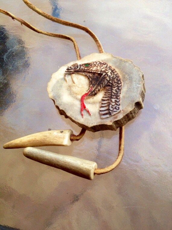 Snake Bolo Tie, Cobra Bolo Tie , Scrimshaw Bolo Ti