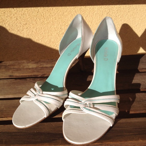 Bridal Shoes, White sandals, White Shoes, Size 9 s