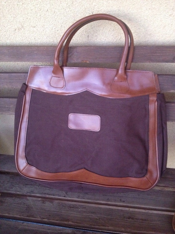 Canvas Shopper Weekend Tote Bag, Brown Vegan Shopp
