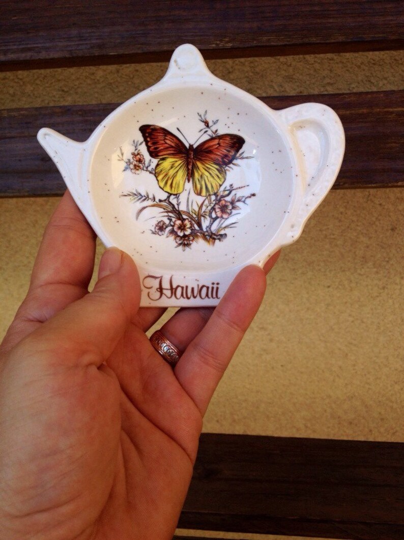 Hawaii Tea bag plate holder Tea Pot Butterfly Hawaii Etsy
