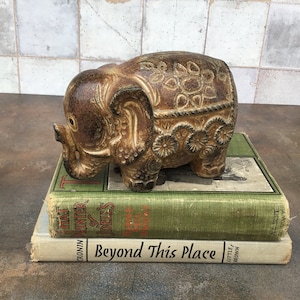 Vintage Paul Marshall Elephant Coin Bank, MCM Pottery Bank, Made in Japan