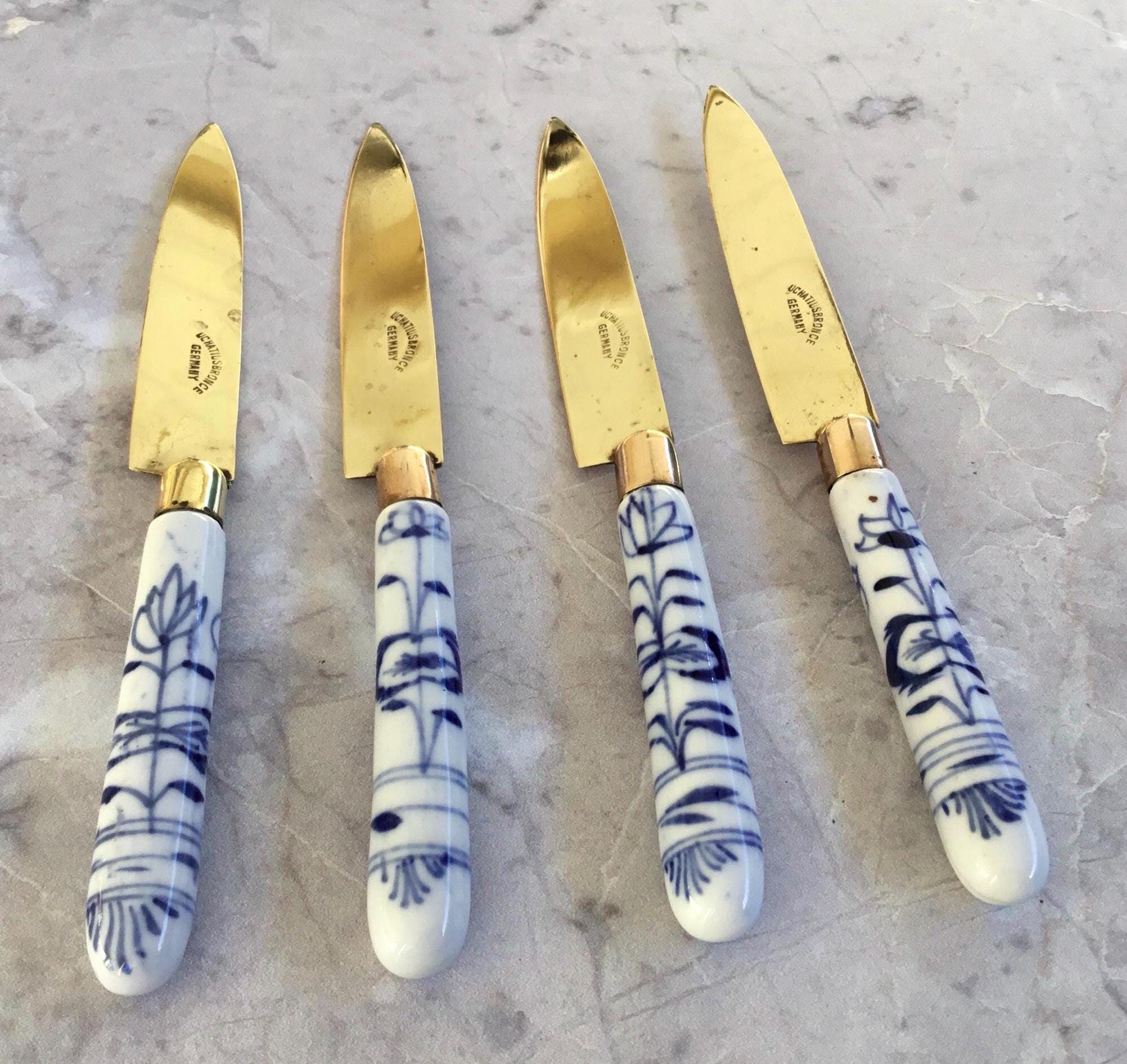 Uchatius Bronce Germany Set of 4 Fruit Knives, Blue Onion