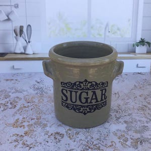 Vintage Moira Pottery Works SUGAR Crock, Handmade English Stoneware, Farmhouse Kitchen