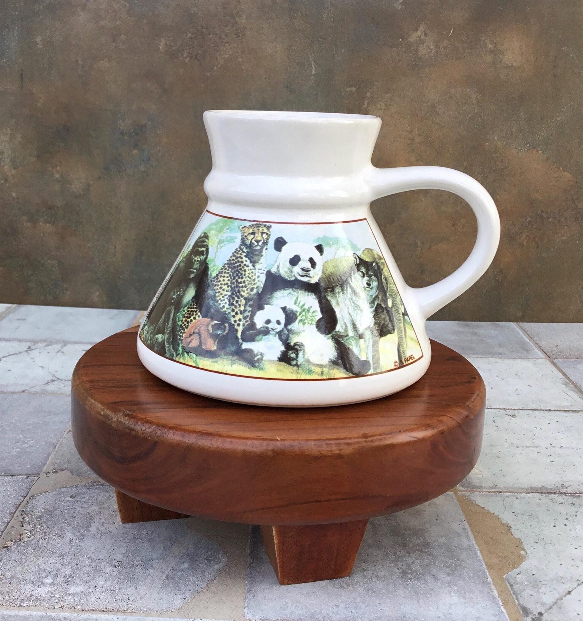 Vintage Otagiri No Spill Coffee Mug, Wildlife Animal Design by Stanley Papel, Made in Japan