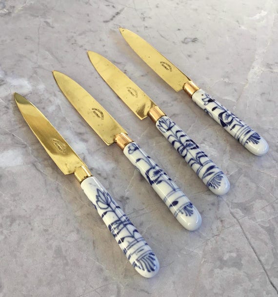 Uchatius Bronce Germany Set of 4 Fruit Knives, Blue Onion