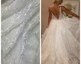 white sequin wedding dress