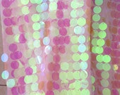 1 Yard Iridescent Pink Sequin Fabric,18MM Sequins on Pink Mesh, Paillette Circle Sequin Fabric,Iridescent Unicorn Fabric Wholesale Fabric