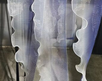 Volants plissés transparents bleu violet, dégradé de couleurs 3D, plis en organza à volants, bordure en dentelle pour mariage, robes de chambre, événements, décoration, forme et texture rigides