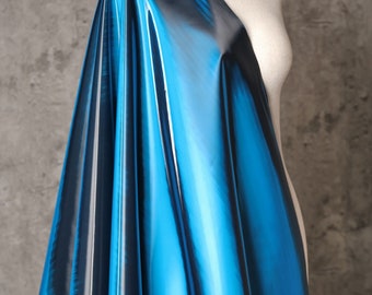 Iridescent Blue TPU Fabric,Soft Glossy Liquid TPU,Casual Wear,Jackets,Crafts,HandBag Fabric,Raincoat Fabric,Royal Blue Theater Costume