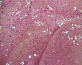 1 Yard Iriserende Roze Pailletten Stof, Roze Sparkle Pailletten Loper, Pailletten Meisje Jurk, Galajurk, DIY Supply, 17 Kleuren Holografische Pailletten Stof