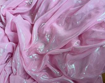 Pink Liquid Water Light Pearlized Chiffon Fabric,Soft Graceful Well Drop Gauze,Purple Bright Sparkle Lace for Summer Girl Prom Dress,Robe