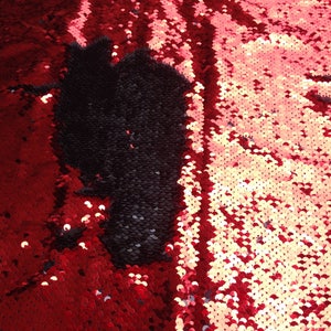 1 Yard Shiny Red/Shiny Black Mermaid Sequin Fabric, New TwoTone Flip Up Sequin Fabric,Sequin on Satin Fabric,Reversible Sequin Fabric