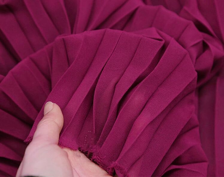 1Yard Pleated Wine Red Chiffon Fabric,Fold Chiffon Fabric,Soft Ruff Fabric,Pleated Dress Fabric,Party Decor,Chiffon Dress Fabric