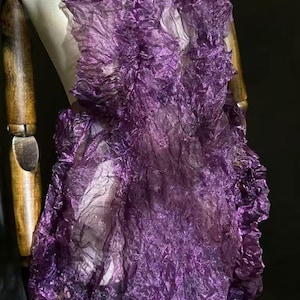 3D Purple Crinkle Organza Fabric,Ruff Pleated Lace Fabric,Prom Party Evening Fashion Show Dress Gowns,Girl Summer Dress,Designer Fabric