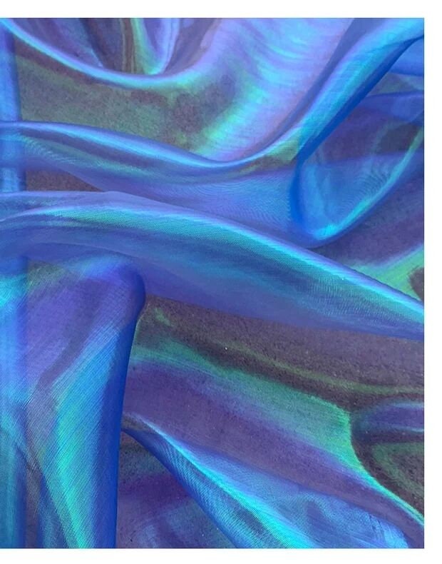 1 yard Iridescent Royal Blue Holographic Gauze Fabric Magic Etsy