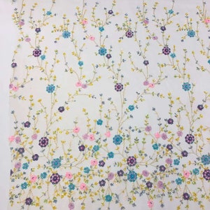 1Yards 3D Beads Sequin Floral Fabric,Colorful Flower Dress Fabric,Multicolor Embroidery Mesh Sequin Fabric,Prom Dress,Wedding Dress Lace