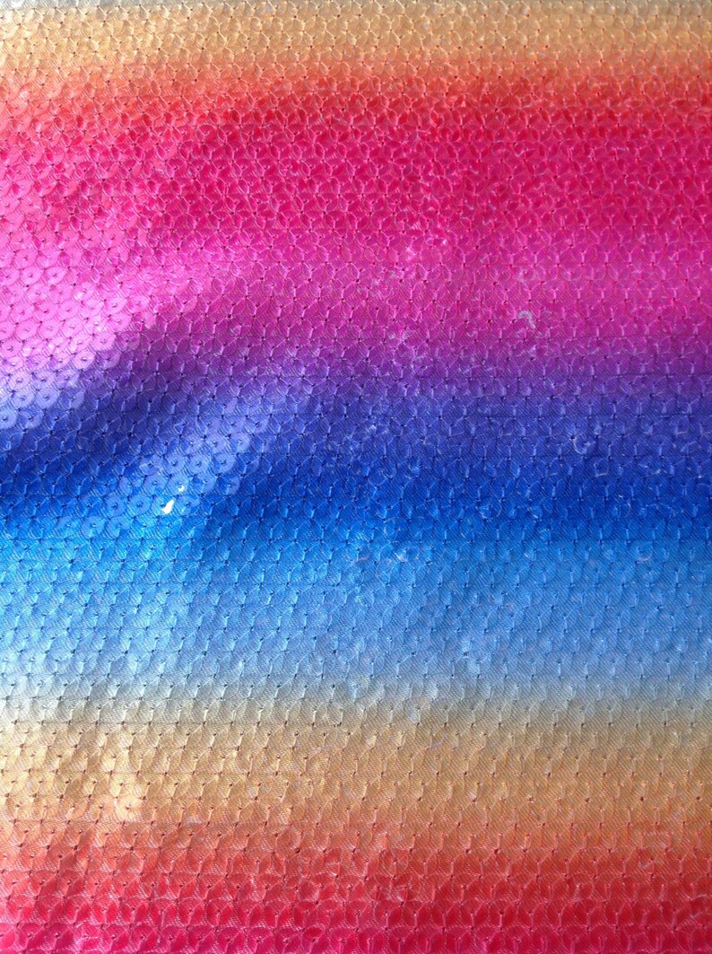 1Yard Rainbow Sequin Fabric Multicolor Sequins Satin Fabric Etsy