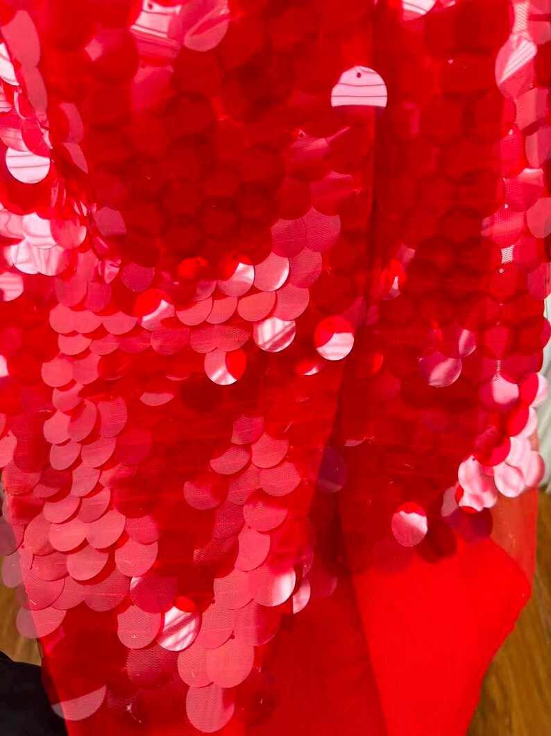 Tela de lentejuelas plateadas brillantes, tela de lentejuelas brillantes con gotas colgantes, tela de lentejuelas de sirena, fondo de lentejuelas, tela de espejo matelic 36#Crystal Red