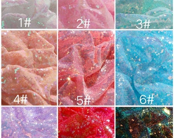 1 Yard Iriserende Pailletten Stof, Holografische Achtergrond, Roze Sparkle Pailletten Loper, Pailletten Meisje Jurk, Galajurk, DIY Supply, 17 Kleuren Groothandel
