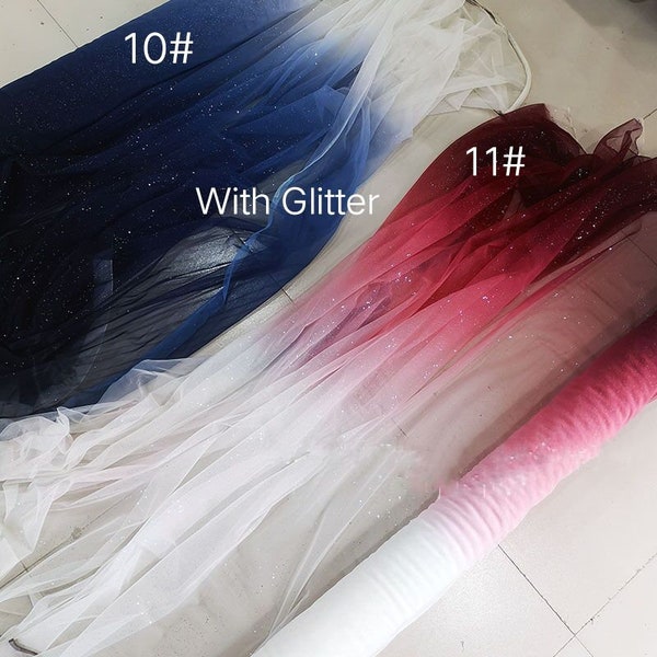 1 Yard Overstain Glitter Tulle Fabric,Dip Dye Tulle fabric,Ombre Tulle Lace Fabric with Glitters,Glitter Shiny Sparkle Fabric,Prom Dress